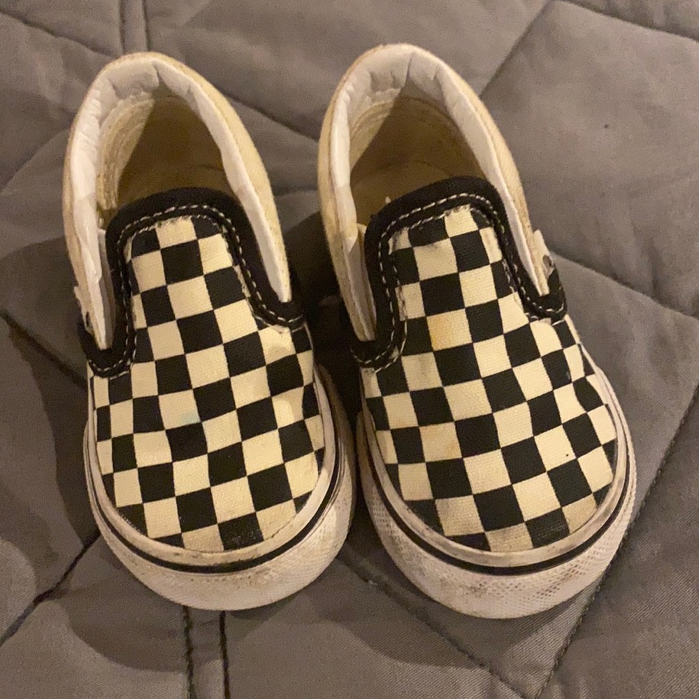 Toddler checkered Vans.
